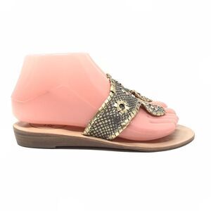 Jack Rogers Sandals Women Whipstitched Gold Leather Medallion Thong Size 6